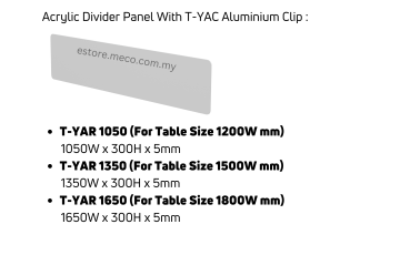 T-YAR1050/1350/1650 Acrylic Divider Panel