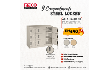 AO-A-HL4518-9D - Half Height 9 Door Steel Locker