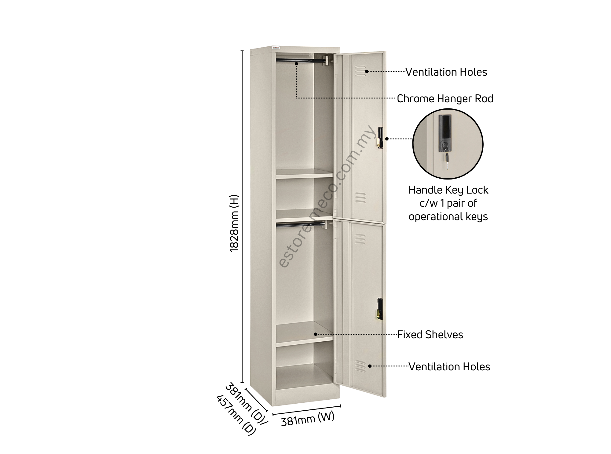 AO-A-FL15-2D - 2 Compartments Steel Locker