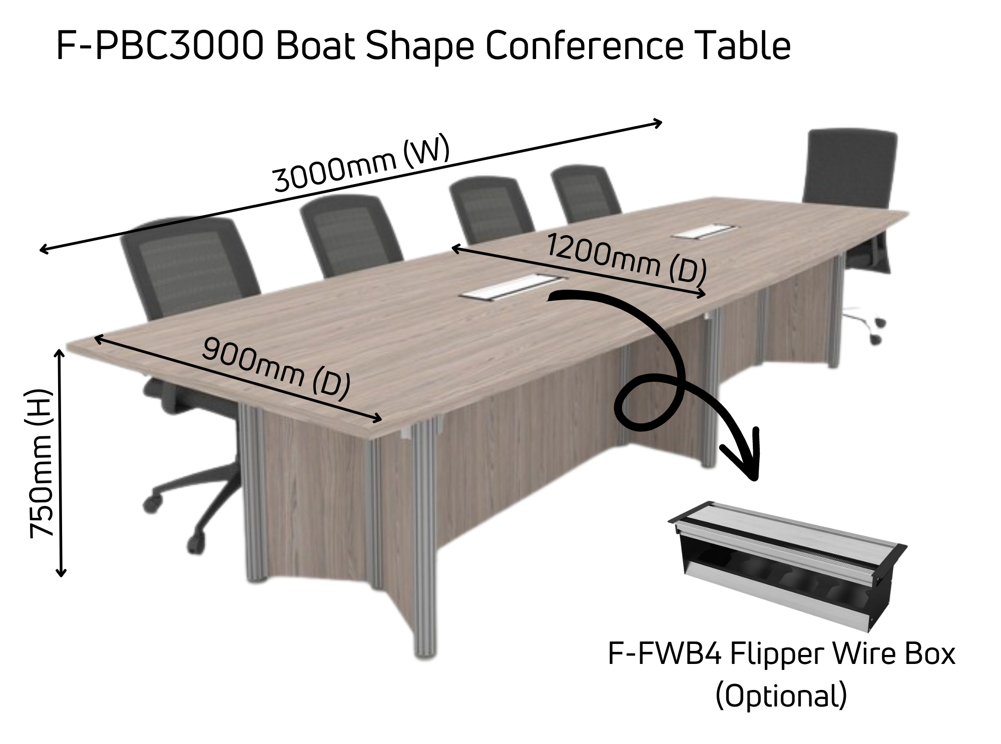 F-PBC3000/3600/4800 Boat Shape Conference Table
