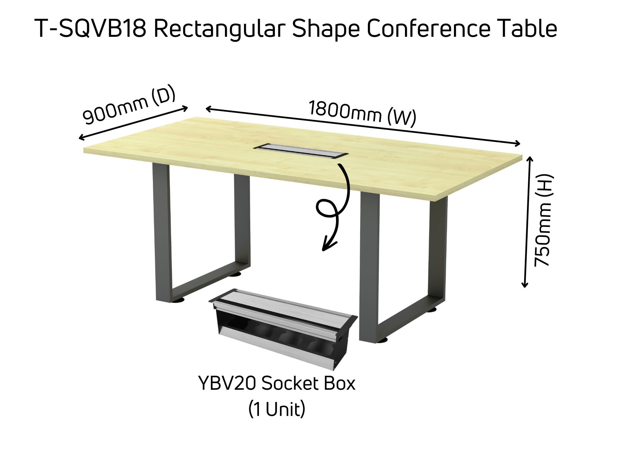 T-SQVB18/24/30/36/48 Rectangular Conference Table