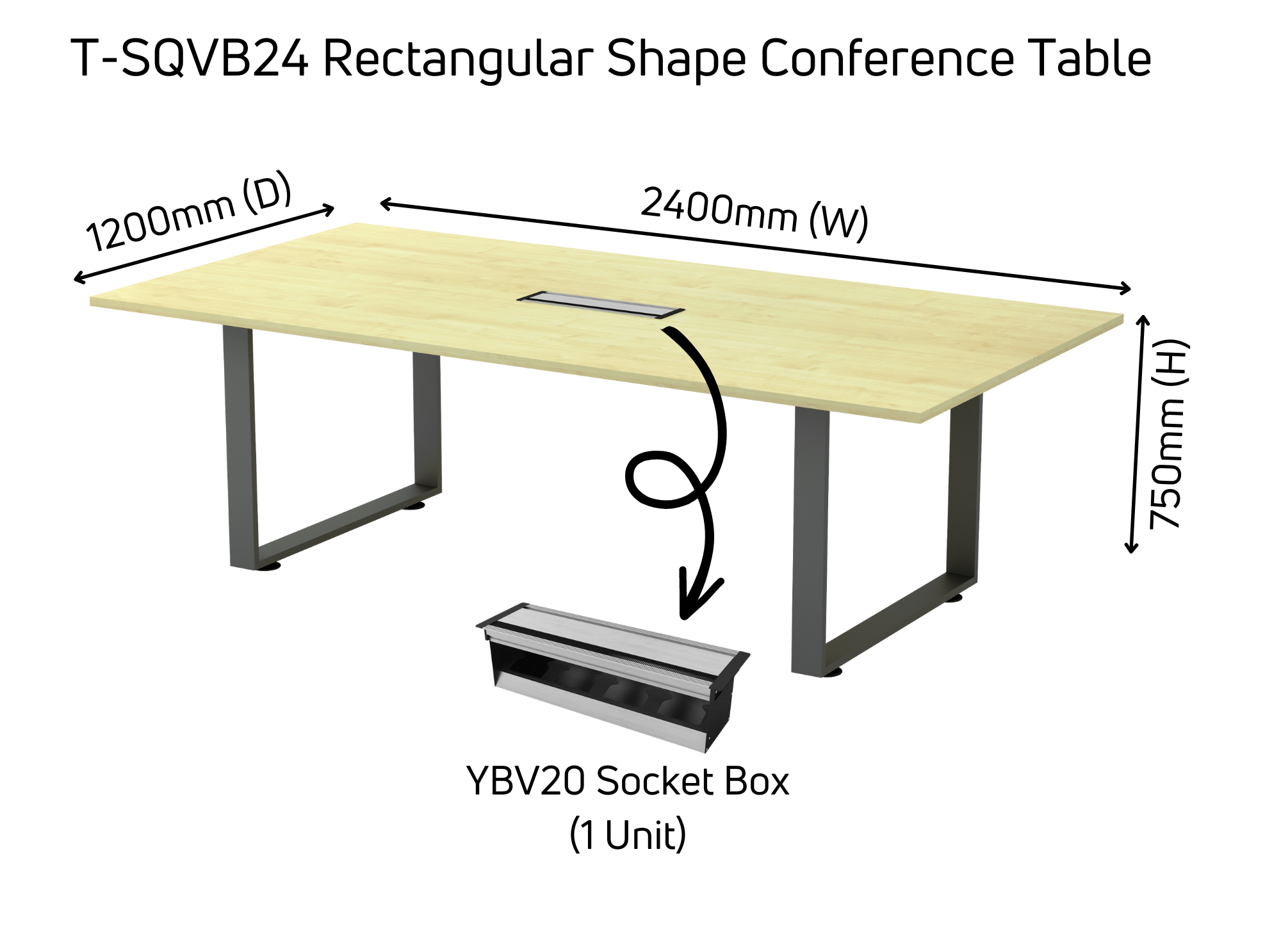 T-SQVB18/24/30/36/48 Rectangular Conference Table