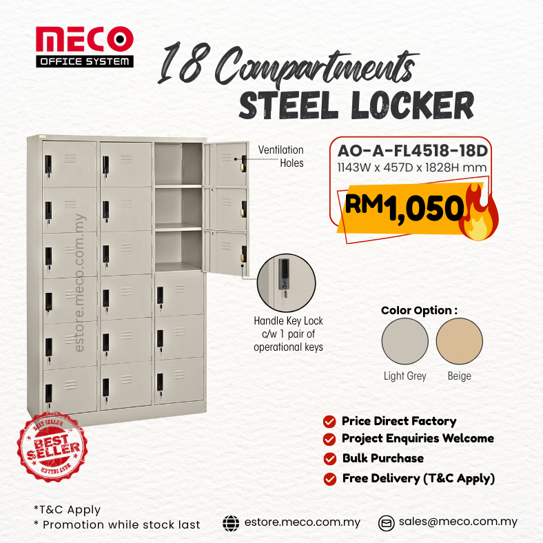 AO-A-FL4518-18D - 18 Compartments Steel Locker